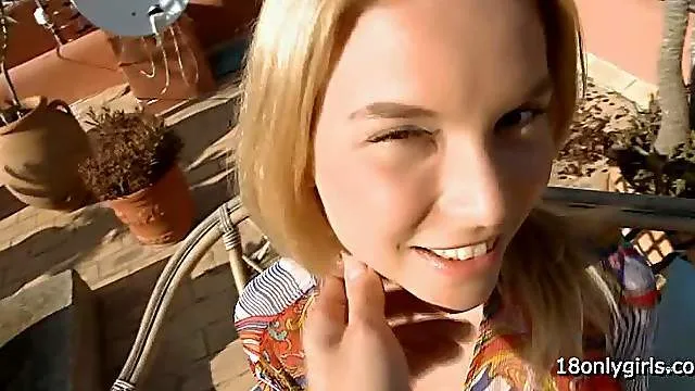 Horny blonde fucked outdoor