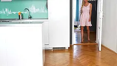 Foxy blonde model Florane Russell loves poking her pussy with a dildo