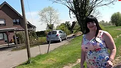 Fat chubby milf at public pick up date pov