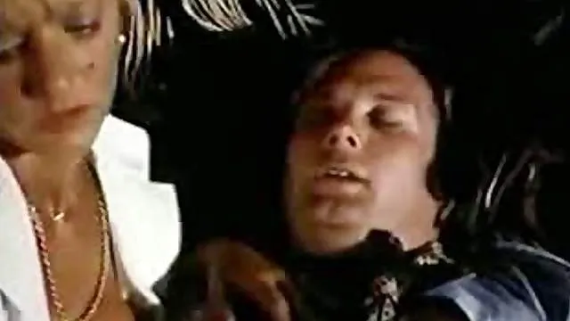 Teen girl in retro porn gives BJ to chubby dude