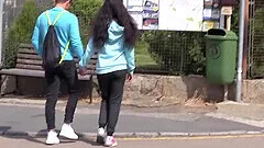 Amateur outdoors fucking with small tits girlfriend who loves cum