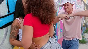 Outdoor FFM threesome with Willow Ryder and Ameena Greene