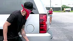 rough outdoors sex with choking for skinny blonde Kenzie Reeves