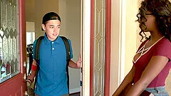 Quickie interracial sex between a white teen and ebony tutor Daya Knight