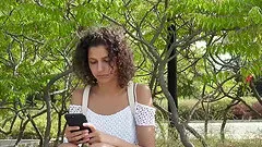 Amazing fucking in outdoors ends with cum on pussy for Bunny Love