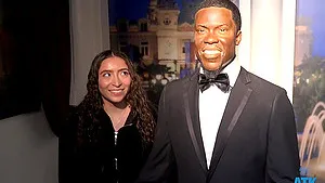 Brunette Amber Summer having fun with her BF outdoors in public