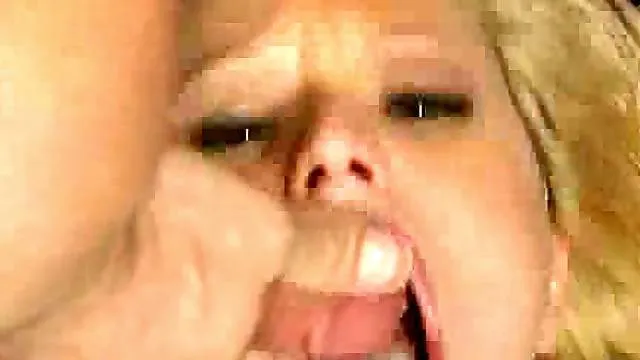 Close up on blonde as she takes tons of cumshots