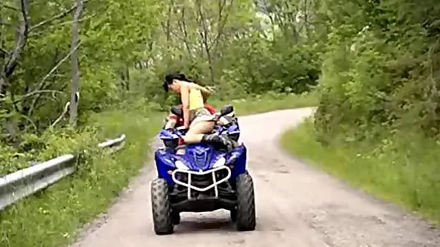 Extreme sports fucking on ATV and rock climbing