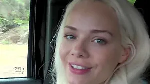 Elsa Jean having fun while being fingered in the car - POV