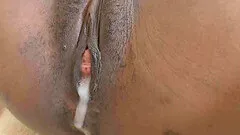 Big white cock cum inside black pussy