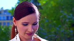 Independent Woman. Jeny Smith in pantyhose without panties in public