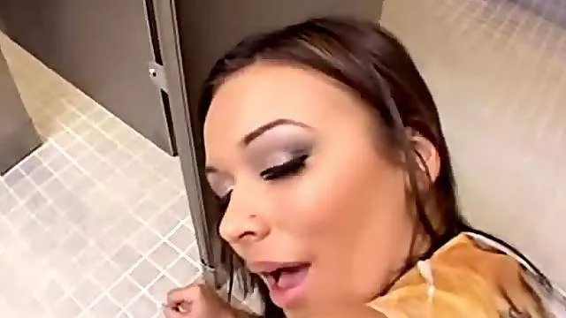 POV sex with a gorgeous girl in the public bathroom