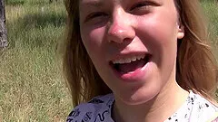 Solo model Selvaggia pleasures her pussy in outdoors and loves it