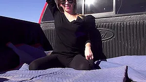 Outdoor dicking in the car with blonde Angel Smalls & her BF
