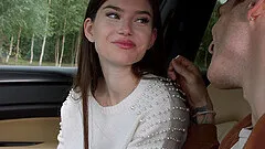 Skinny Russian brunette Nata Paradise gives head and rides