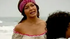 Beauty brunette on the beach