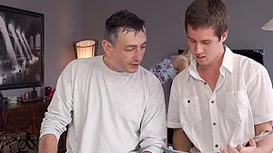 Beauty with saggy tits cheats on resting BF with his excited dad