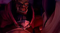 Orc with big cock and muscles gets sucked off by nice ass elf