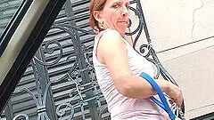 Man jerking off in the car on public