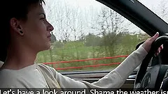 Sensual lesbian sex in the back of the car - Anna and Bella