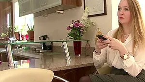 Interracial fucking in the kitchen with cum on tits for Ruby Temptations