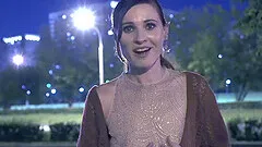 Jeny Smith bottomless in the club. Painted shorts looks like real