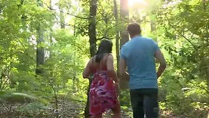 Rough outdoor dicking in the forest with brunette Talena