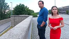 Bad girl earns a lot of cash with her sexy body in front of her poor father