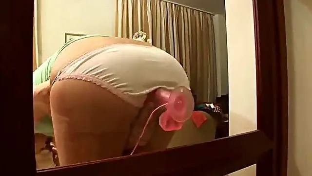 Solo pigtailed blonde cutie with toy and cock