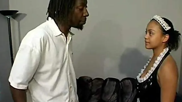 Black French maid likes his big black cock