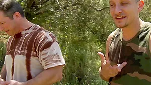 Outdoor MMF threesome with double penetration for Tatiana Kush