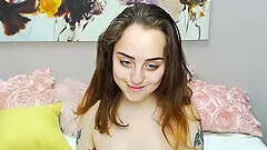 Small tits brunette amateur teen with butt plug up her ass vibrating her pussy