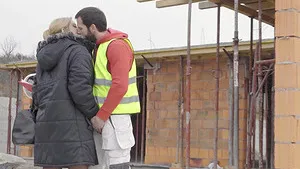 Rough MMF threesome on the sofa with blonde Layla & her friends