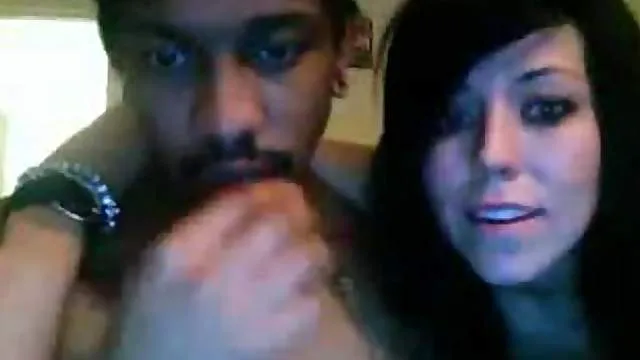 Interracial couple makes webcam porn