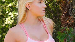 Handsome blonde girlfriend Vanessa loves flashing her sexy body