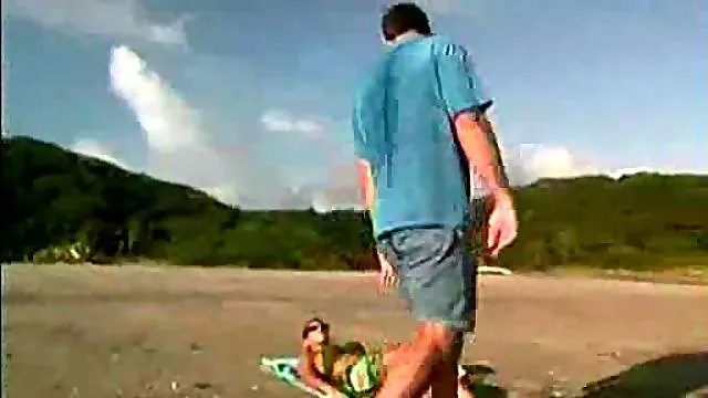 Big empty beach with a hot chick fucking