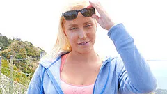 Amateur outdoors video of sexy Vanessa flashing her tits and puss