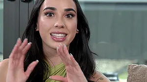 Rough MMF threesome on the sofa with brunette Gaby Ortega