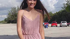 Solo outdoors video of dirty Mackenzie flashing her wet pussy