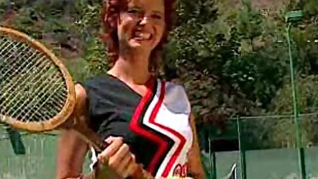 Coed playing tennis and fucking