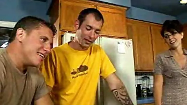 Horny mother fucked on kitchen table