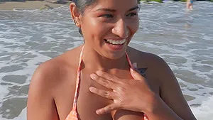 Outdoor dicking on the beach with naughty Amy Amor & her BF