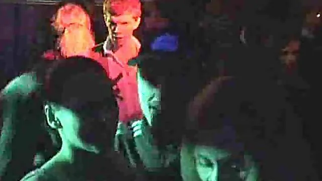 Teen girls are gloryhole in club bathroom