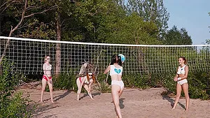 Outdoor lesbian fingering on the beach with lovely darlings