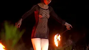 Outdoor lesbian fingering with hot chicks wearing lingerie