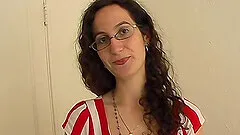 Hairy brunette with a tight body masturbates with a toy