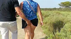 Older French couple fucking in the woods