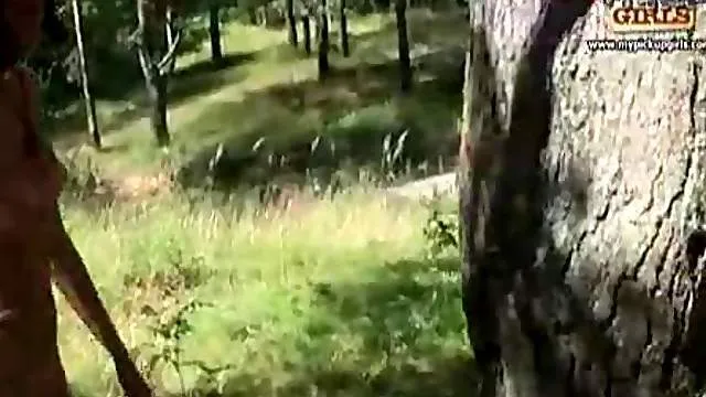 Teenager in the woods likes cock from behind