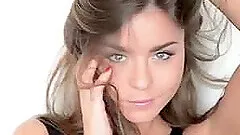 Slim cute girl teases with striptease