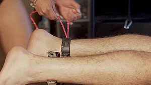 Brunette Lady Nicole enjoys while spanking her hubby - BDSM